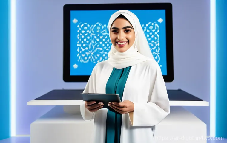 디지털 환경에서의 창의적 사고 기법 - **Authentic Digital Presence: A Modern Arab Creator**
A confident young Arab woman stands in a v...
