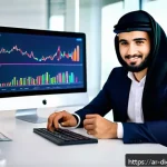 Home 18 디지털 시대의 소셜 미디어 활용 전략 - A professional Arab digital marketer in a modern office setting, engaging with social media analytic...